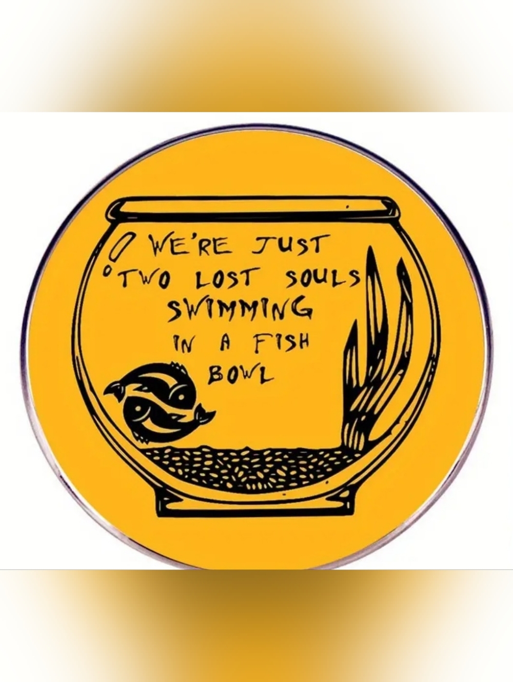 Yellow Fishbowl Wish You Were Here Graphic Pin